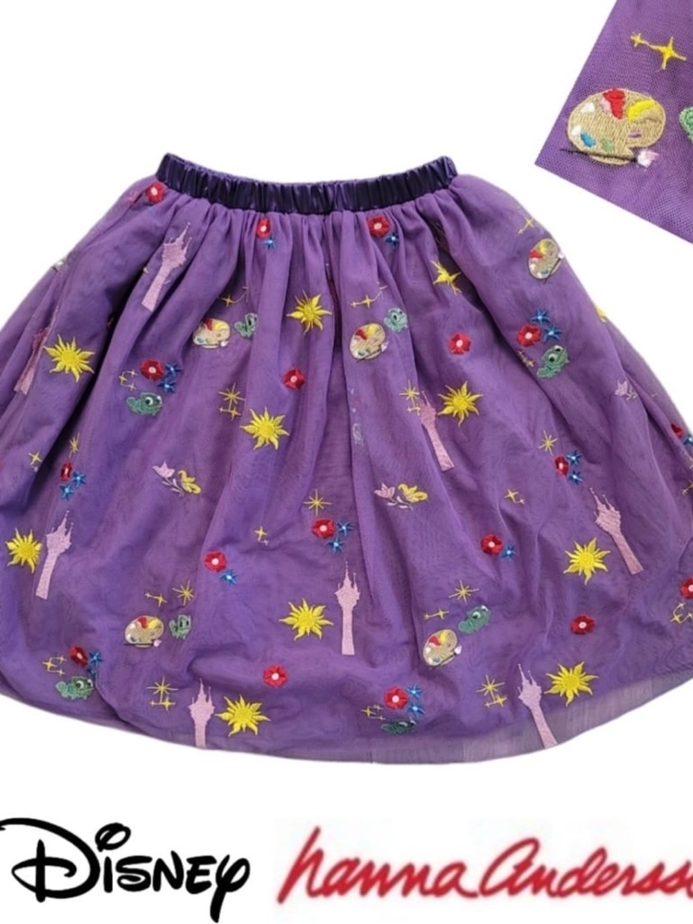 Hanna Andersson // Disney Purple Tulle Skirt with Colorful Embroidered Motifs